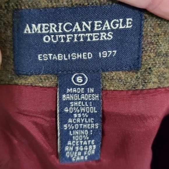 American Eagle AEO Wool Blend Lined Mini Skirt Greenish Brown Women's 6 Cute EUC - Picture 6 of 7
